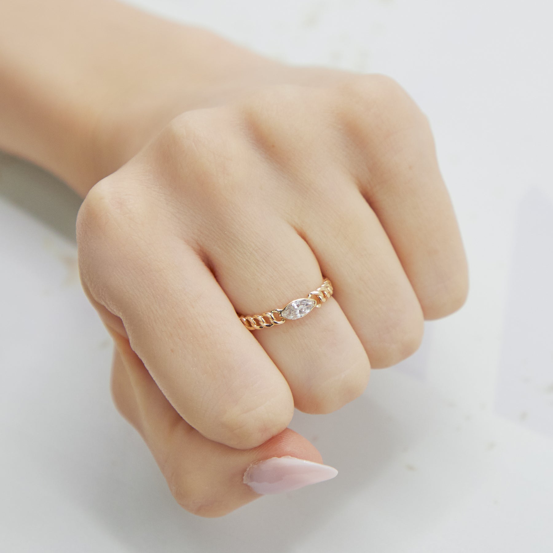 Marquise Diamond Cuban Ring