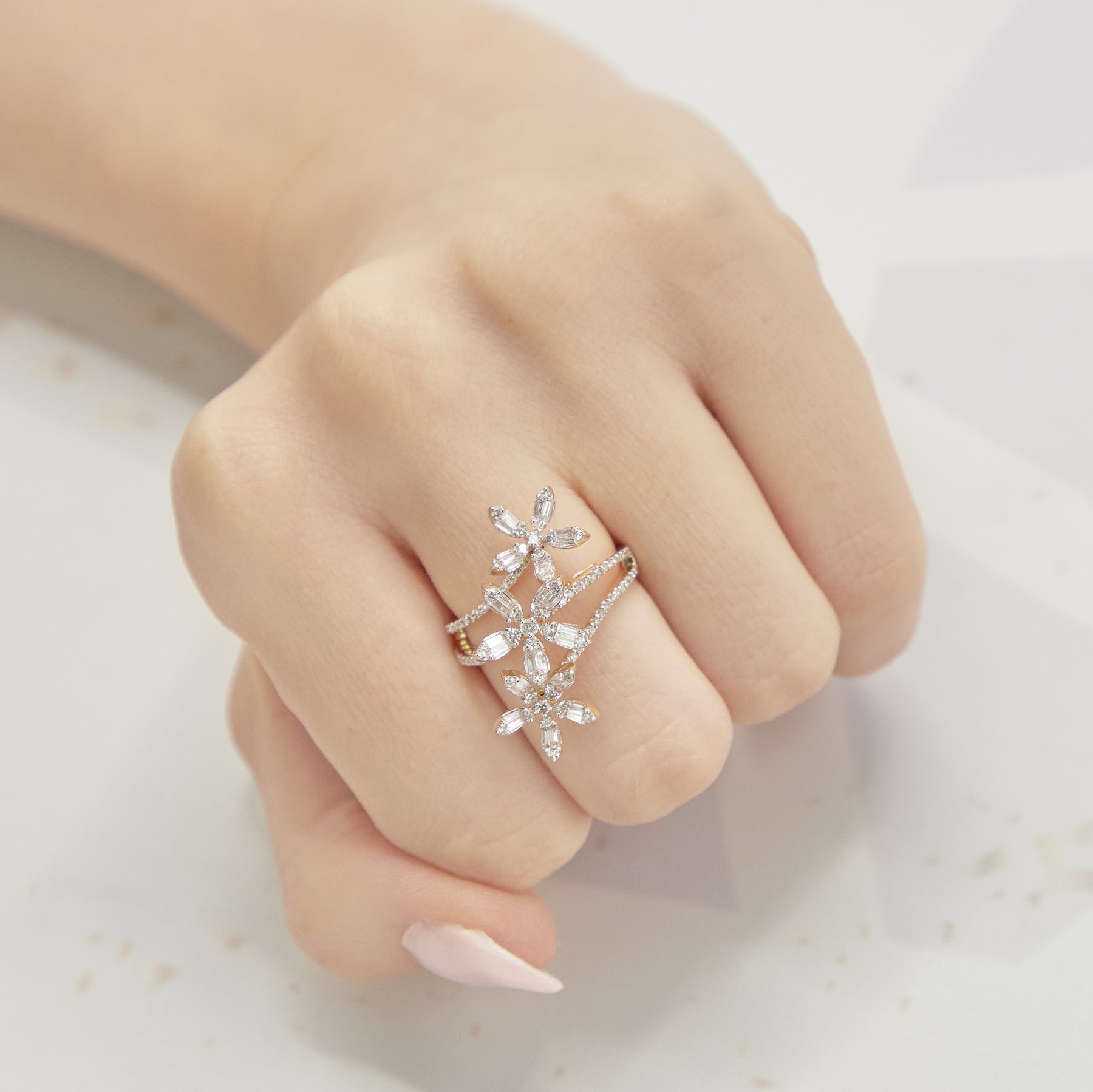 3 Row Flower Ring