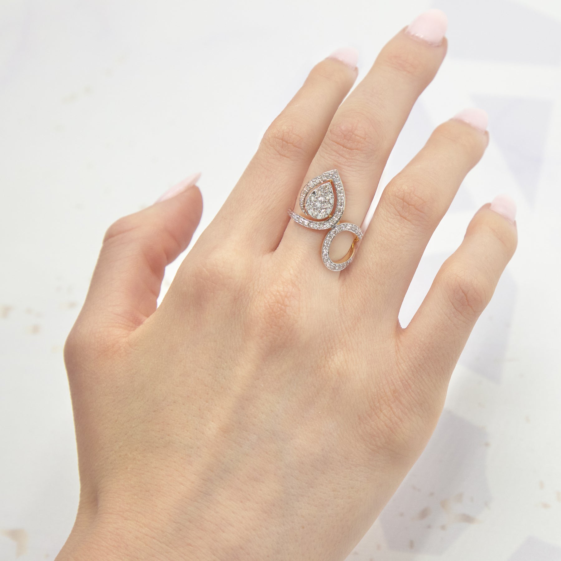 Yellow Gold Pear Illusion Ring