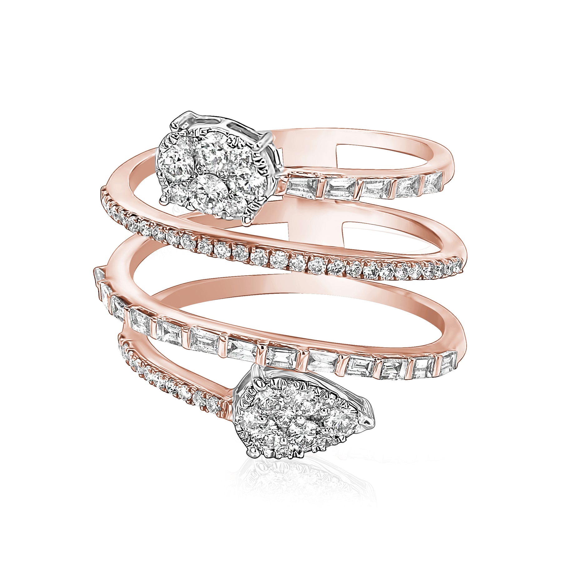 Pear and Oval Illusion 3 Row Ring