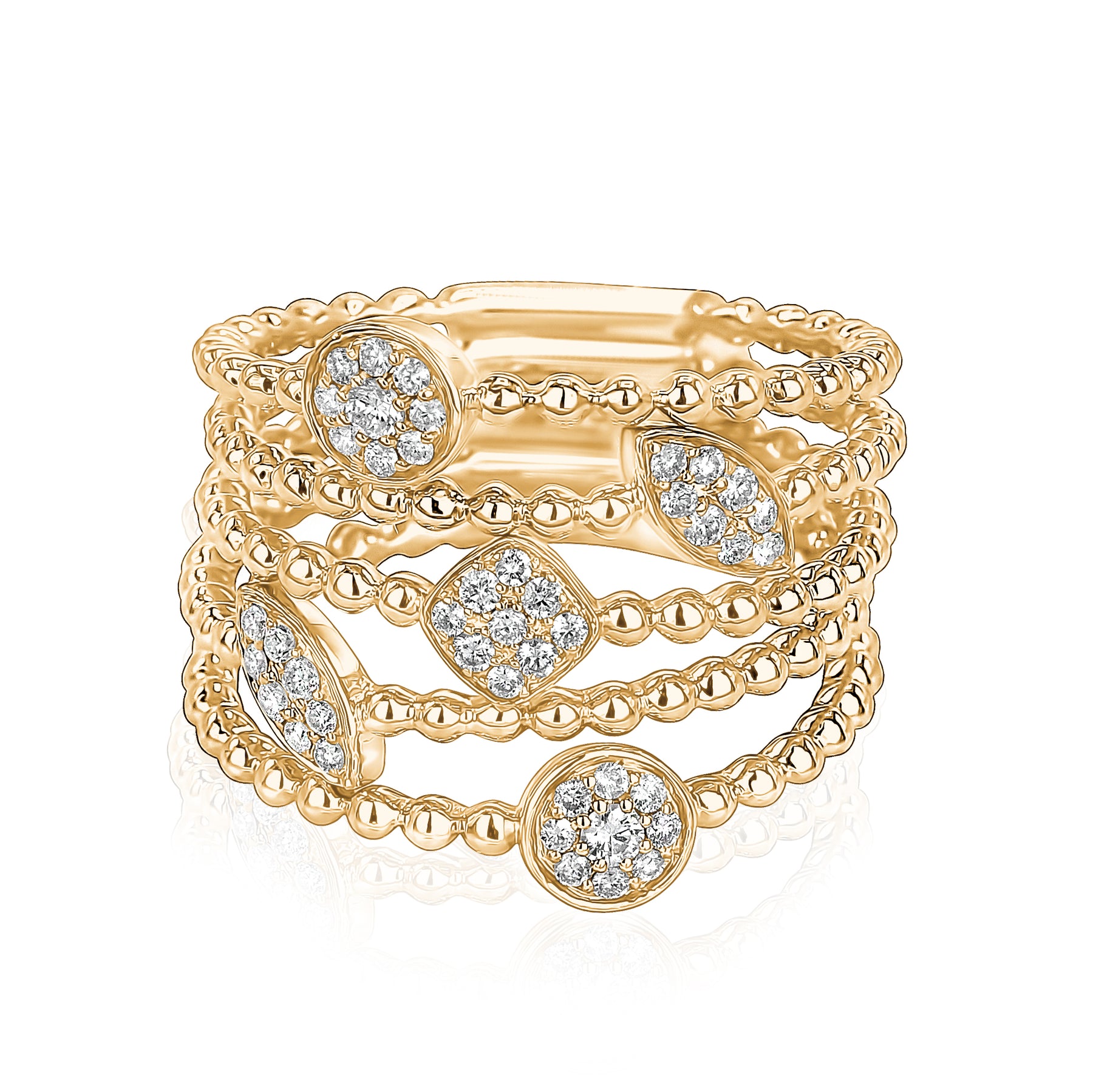 Mix Shape Illusion 5 Row Ring