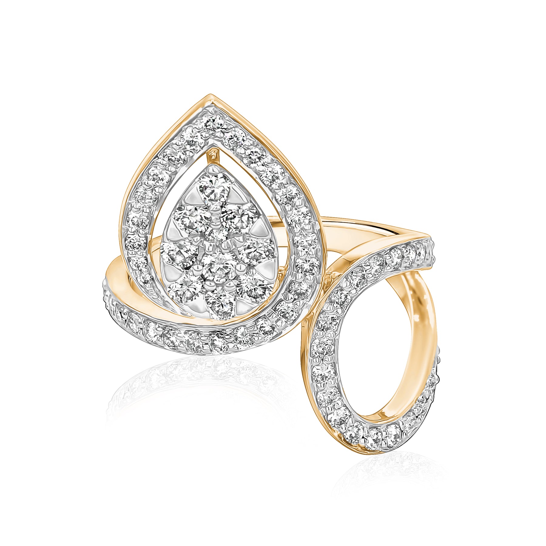 Yellow Gold Pear Illusion Ring