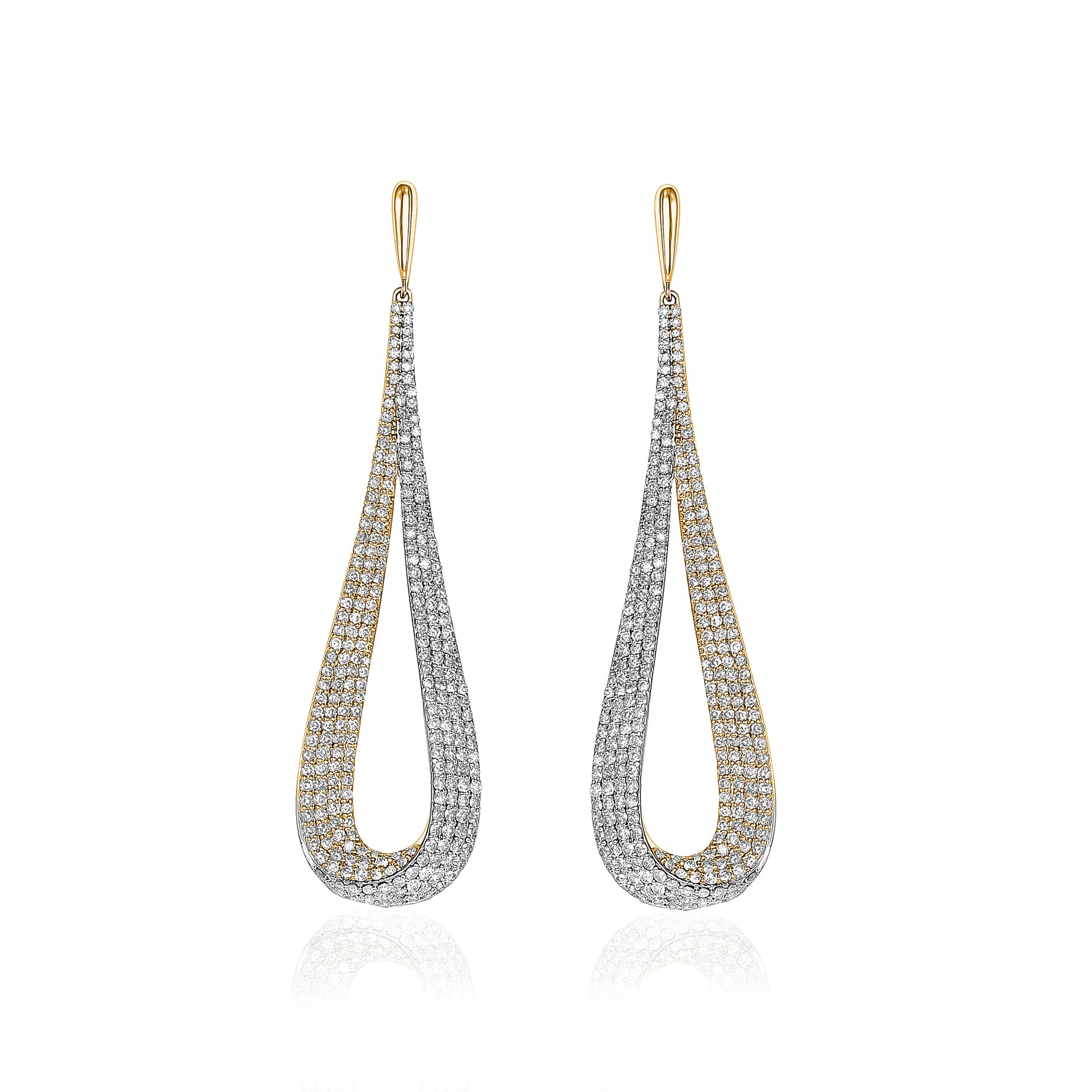 Two Tone Long Drop Earrings