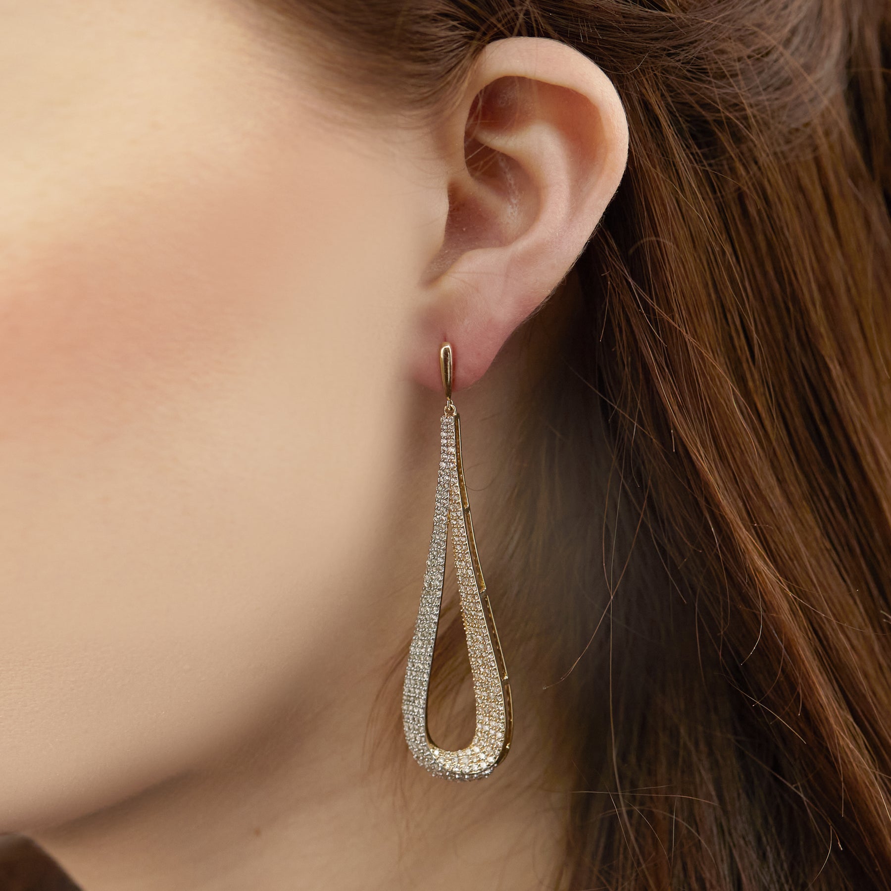 Two Tone Long Drop Earrings