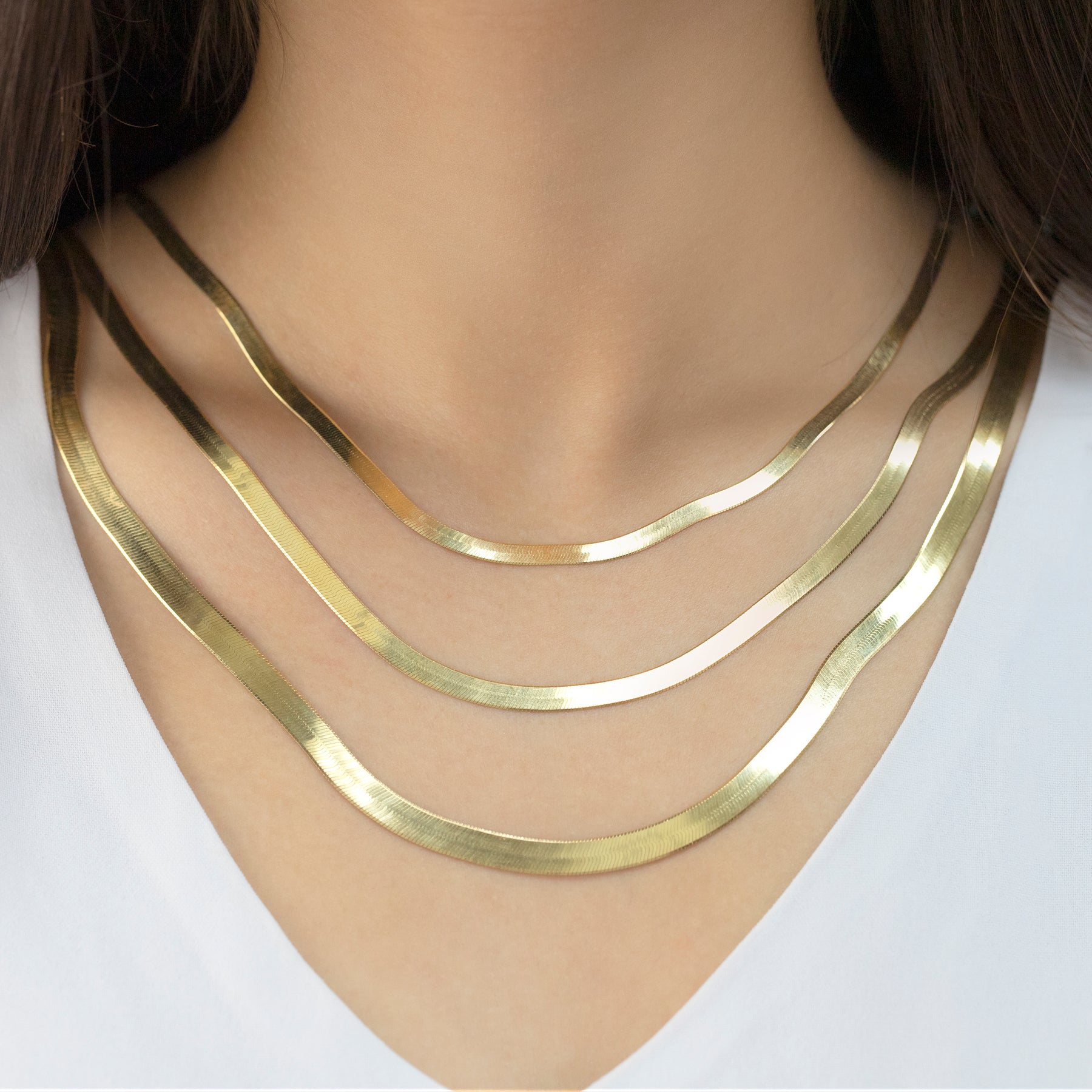 14K Yellow Gold Herringbone Necklace