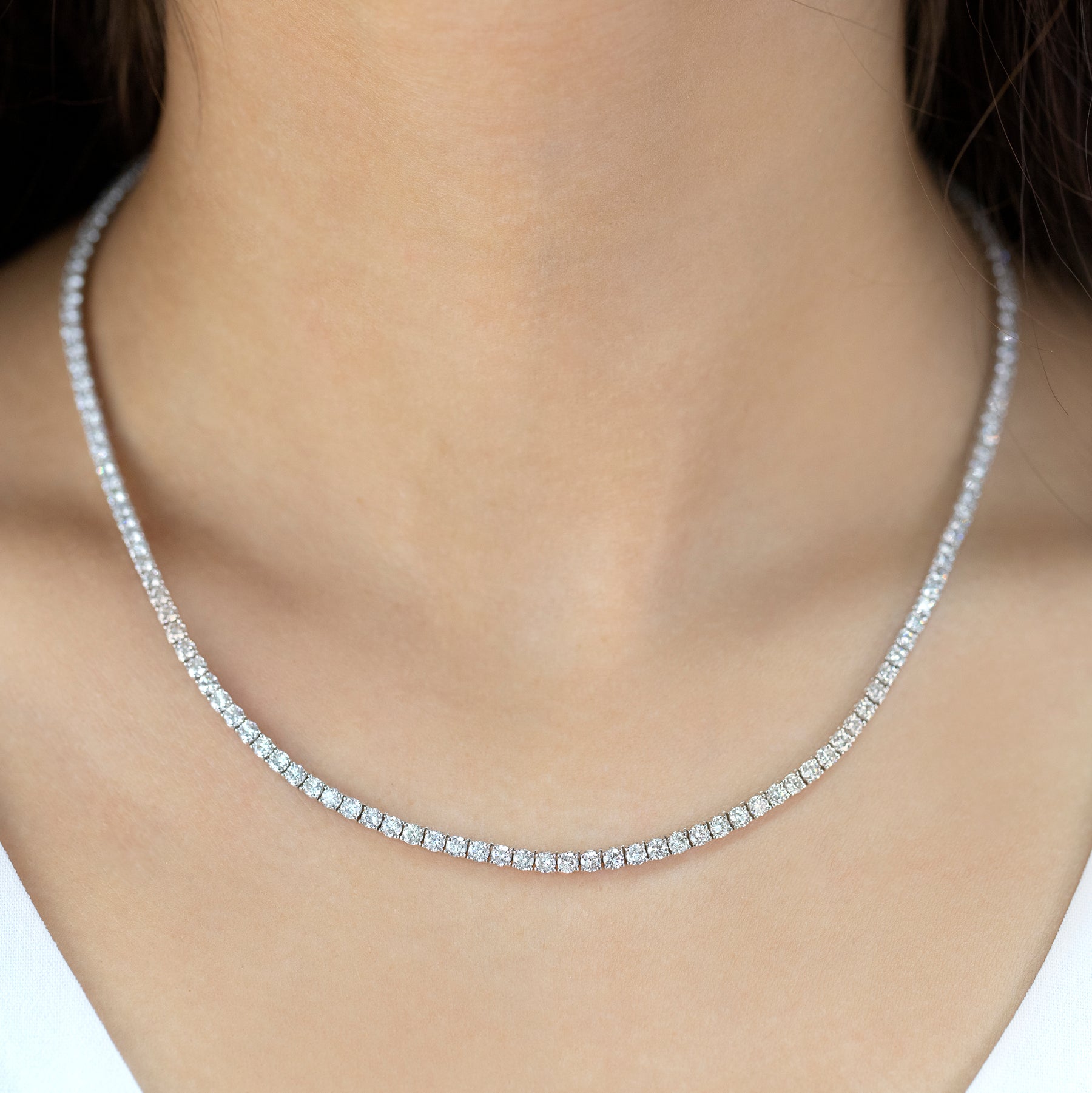 3 CT. T.W. Certified Lab-Created Diamond Tennis Necklace in 10K White Gold  (I/I1) | Zales