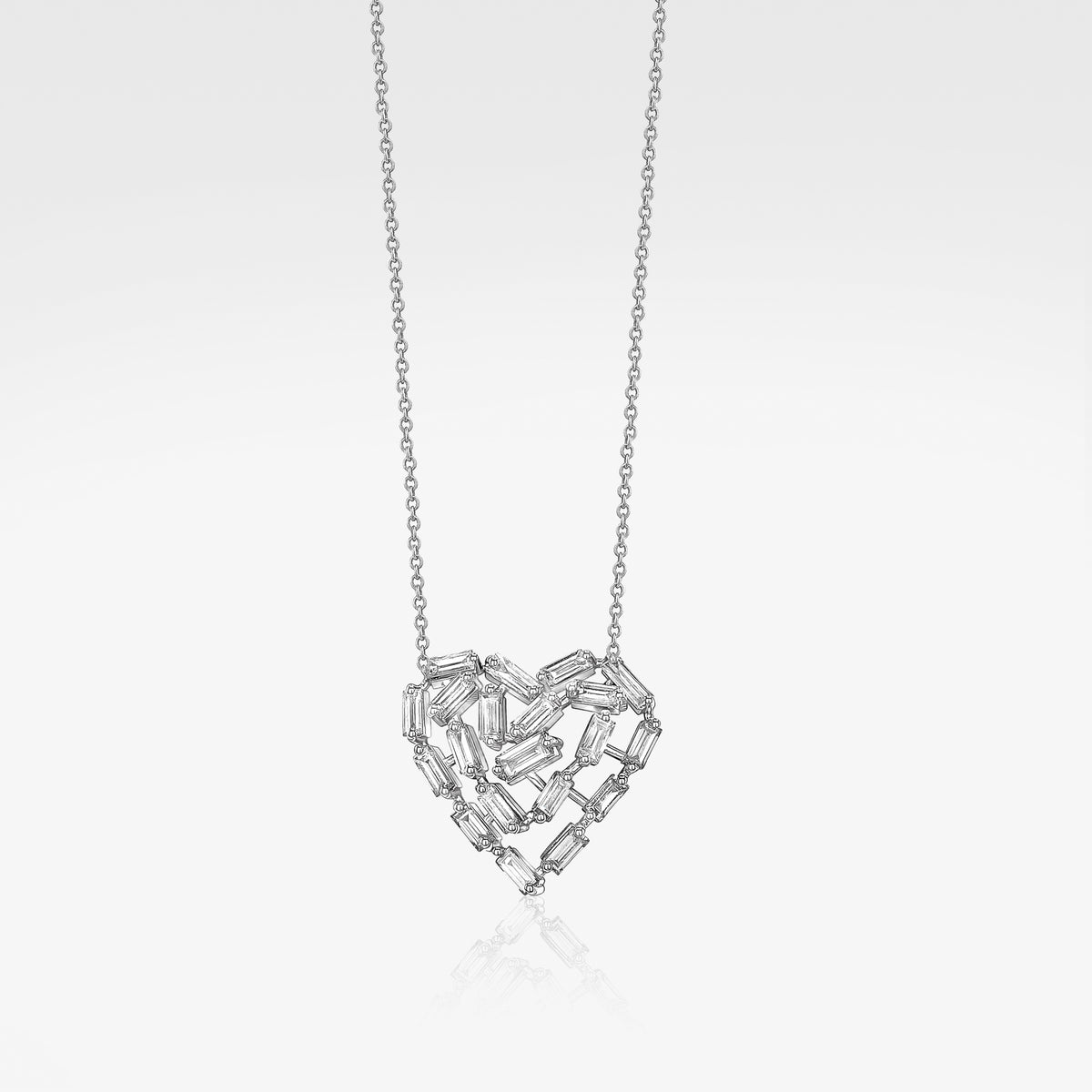 Lab Grown Baguette Heart Necklace