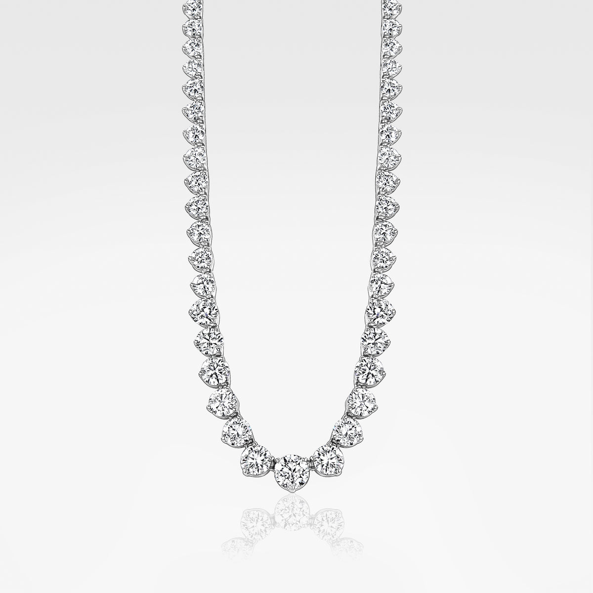 Lab Grown 3 Prong Graduated Tennis Necklace
