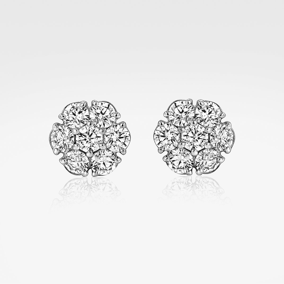 Lab Grown Flower Stud Earrings