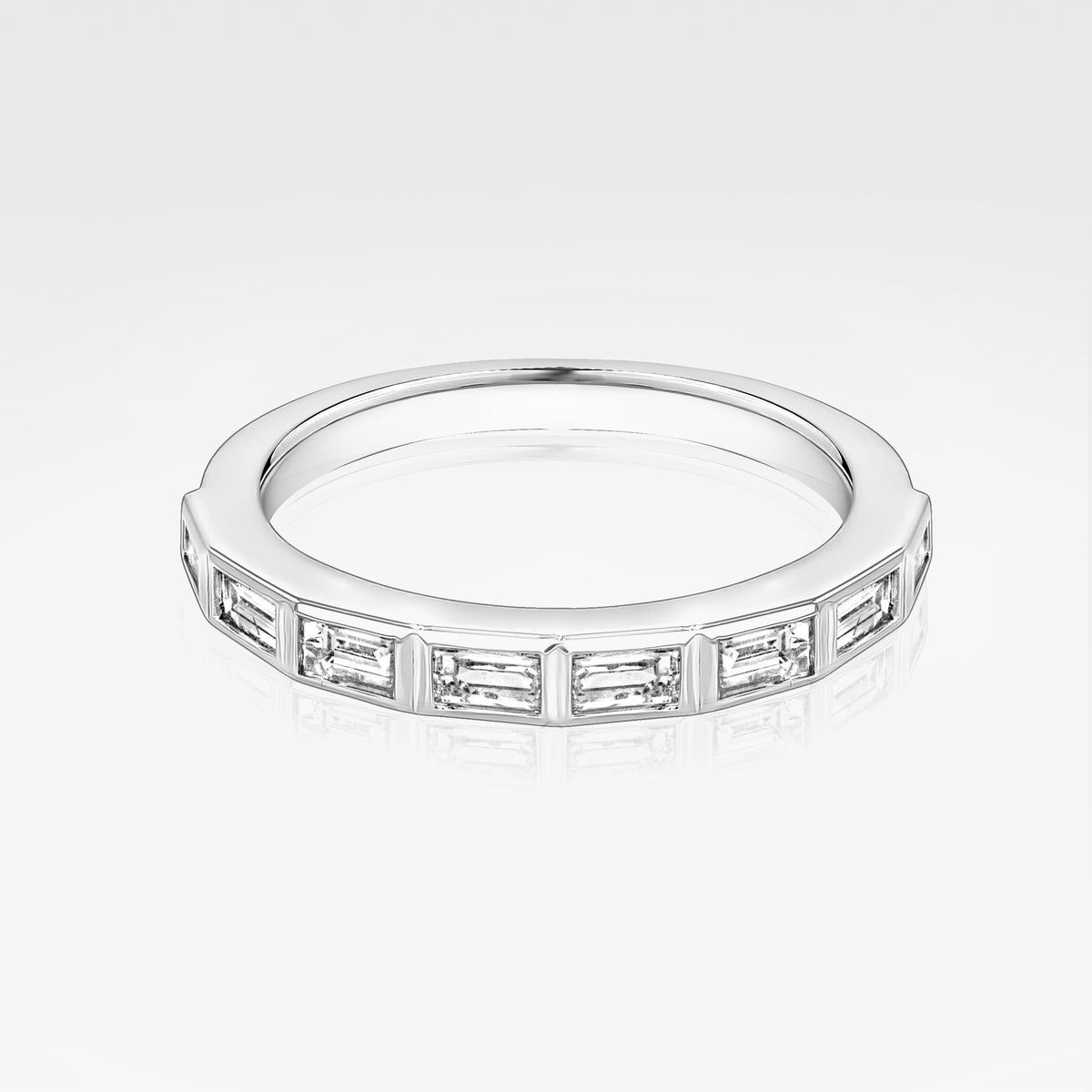 Bezel Emerald Half Eternity Ring