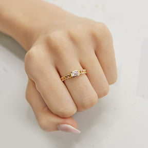 Emerald Diamond Cuban Ring