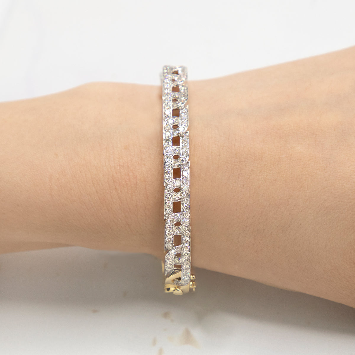 Yellow Gold Link Diamond Bangle