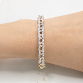 Yellow Gold Link Diamond Bangle