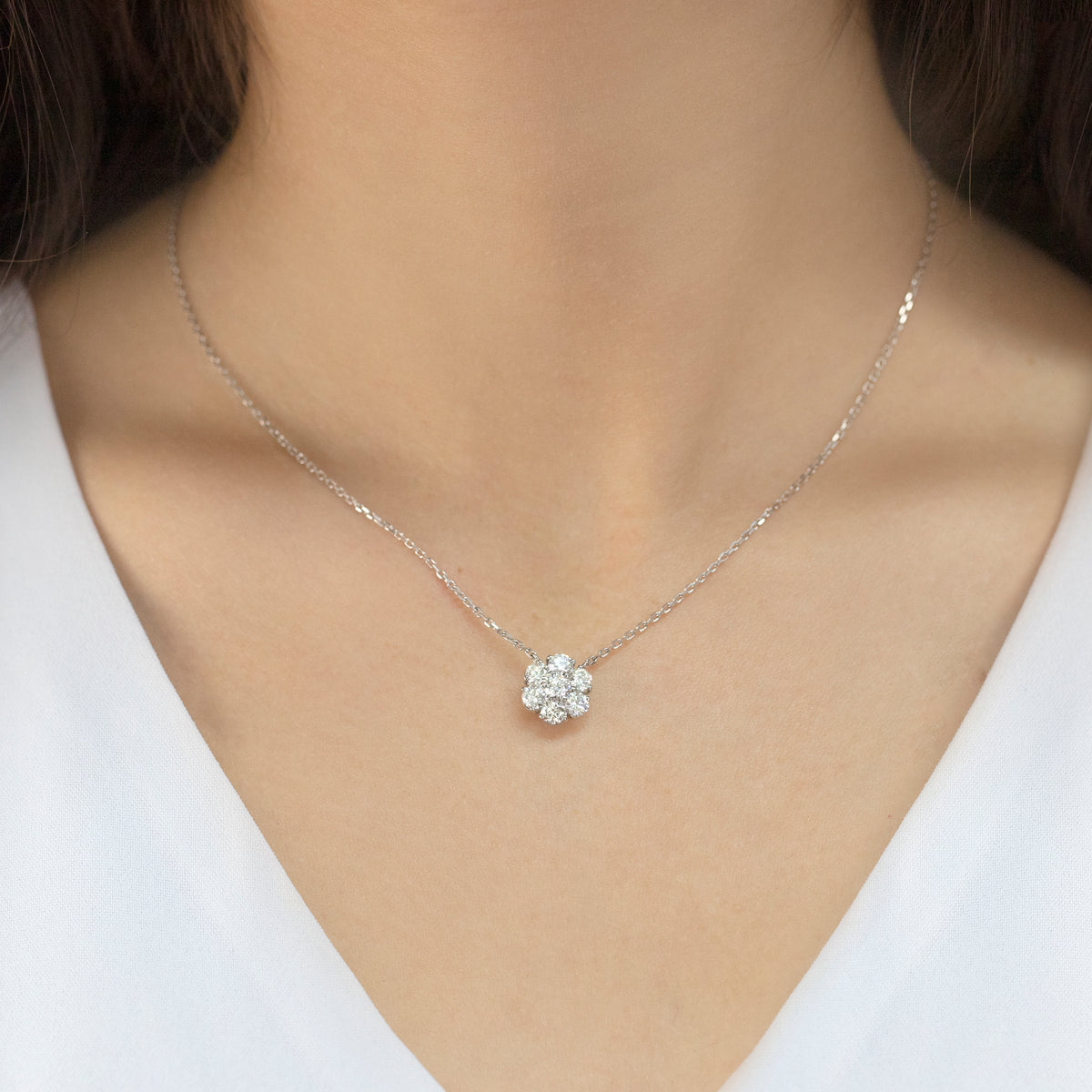 Lab Grown Flower Pendant Necklace