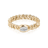 Oval Diamond Cuban Ring