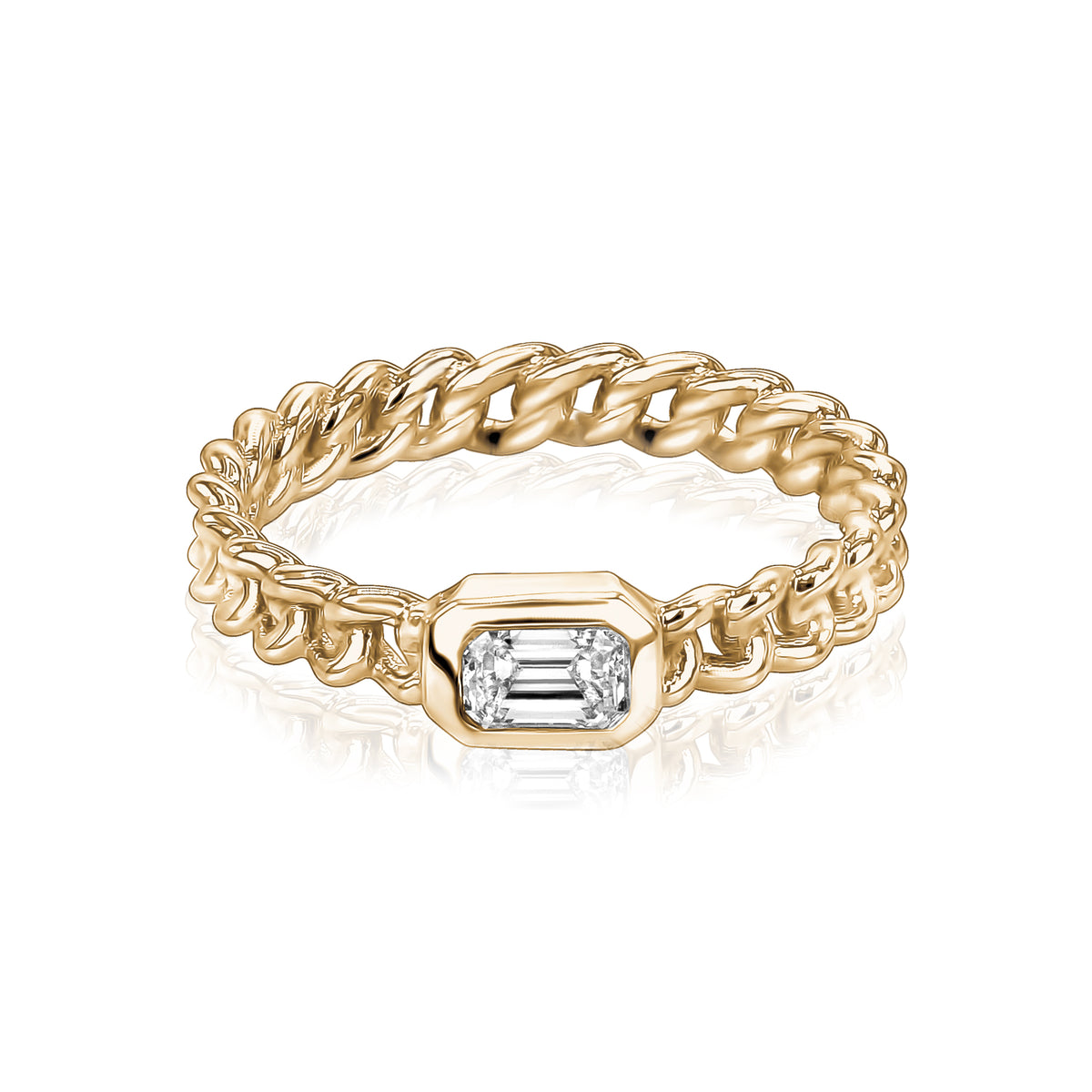 Emerald Diamond Cuban Ring