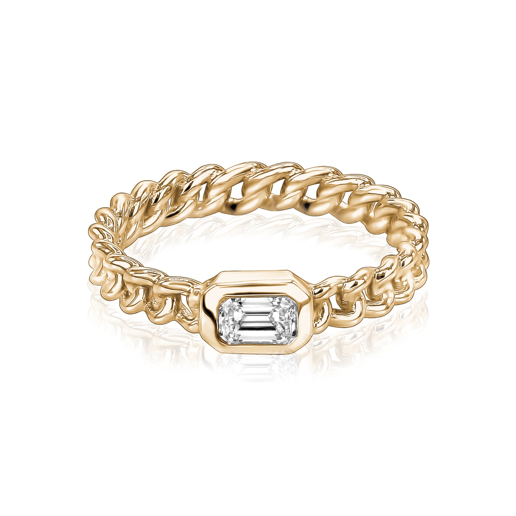 Emerald Diamond Cuban Ring