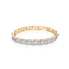 Yellow Gold Link Diamond Bangle