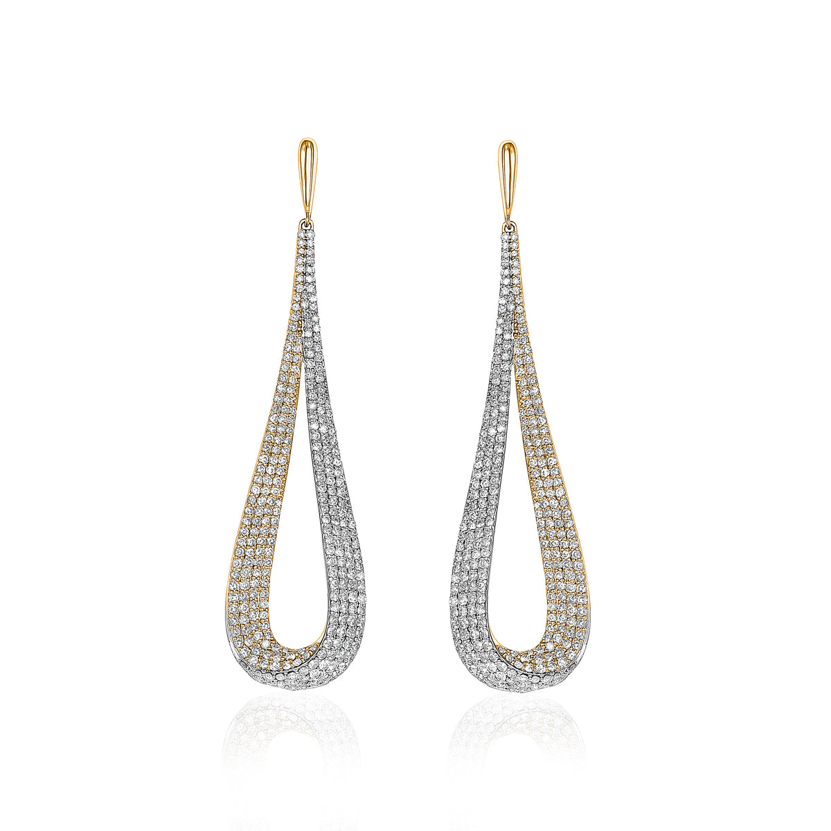 Two Tone Long Drop Earrings