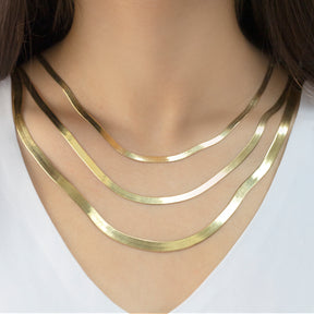 14K Yellow Gold Herringbone Necklace