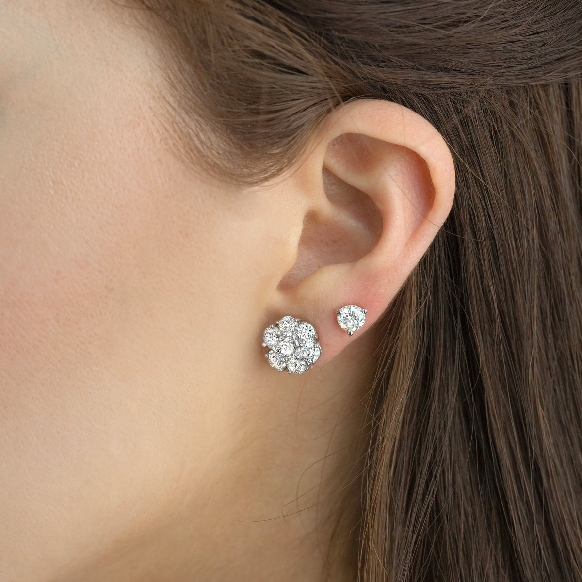 Lab Grown Flower Stud Earrings